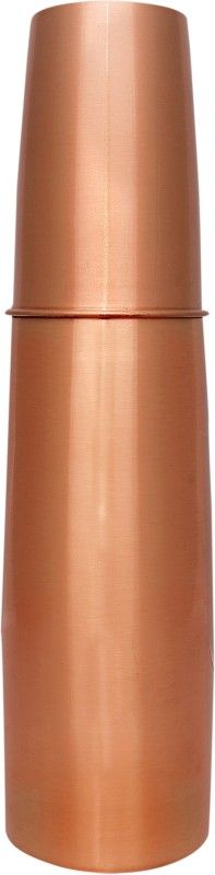 Tambra 2 in 1 Copper Bottle With Glass 950 ml Bottle With Drinking Glass  (Pack of 1, Copper, Copper)