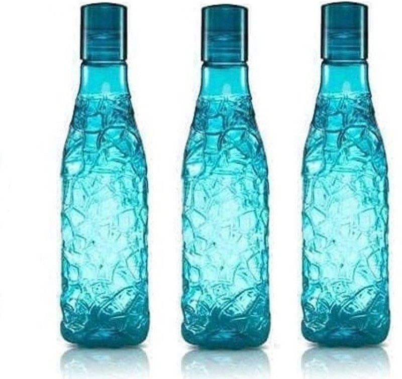 Crystal Premium Quality Fridge Water Bottle Set of 3 For Home,Gym,Office (Blue) 1000 ml Bottle  (Pack of 3, Plastic)