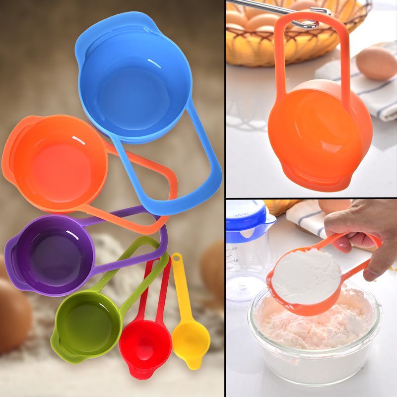Set of 6 Colorful Measuring Cup & Amp; Spoons