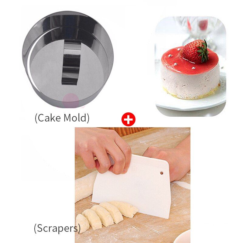Cake Ring Mold Stainless Steel Round Square Heart Shape Dessert Mousse Salad Cheese Cupcake Mold Kitchen Cake Decorating Tools