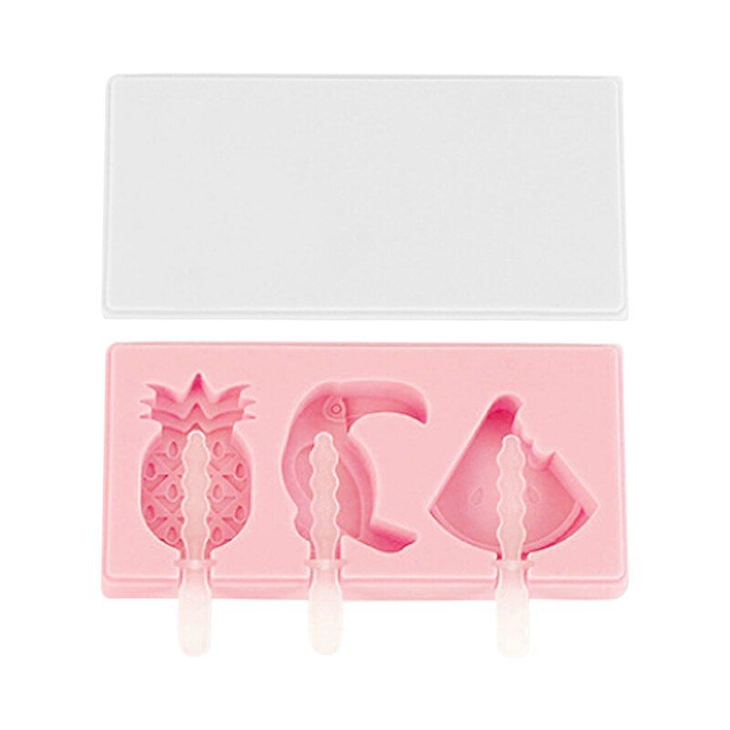 4 Cell Big Size Silicone Ice Cream Mold Popsicle Molds DIY Homemade Dessert Freezer Fruit Juice Ice Pop Maker Mould with Sticks