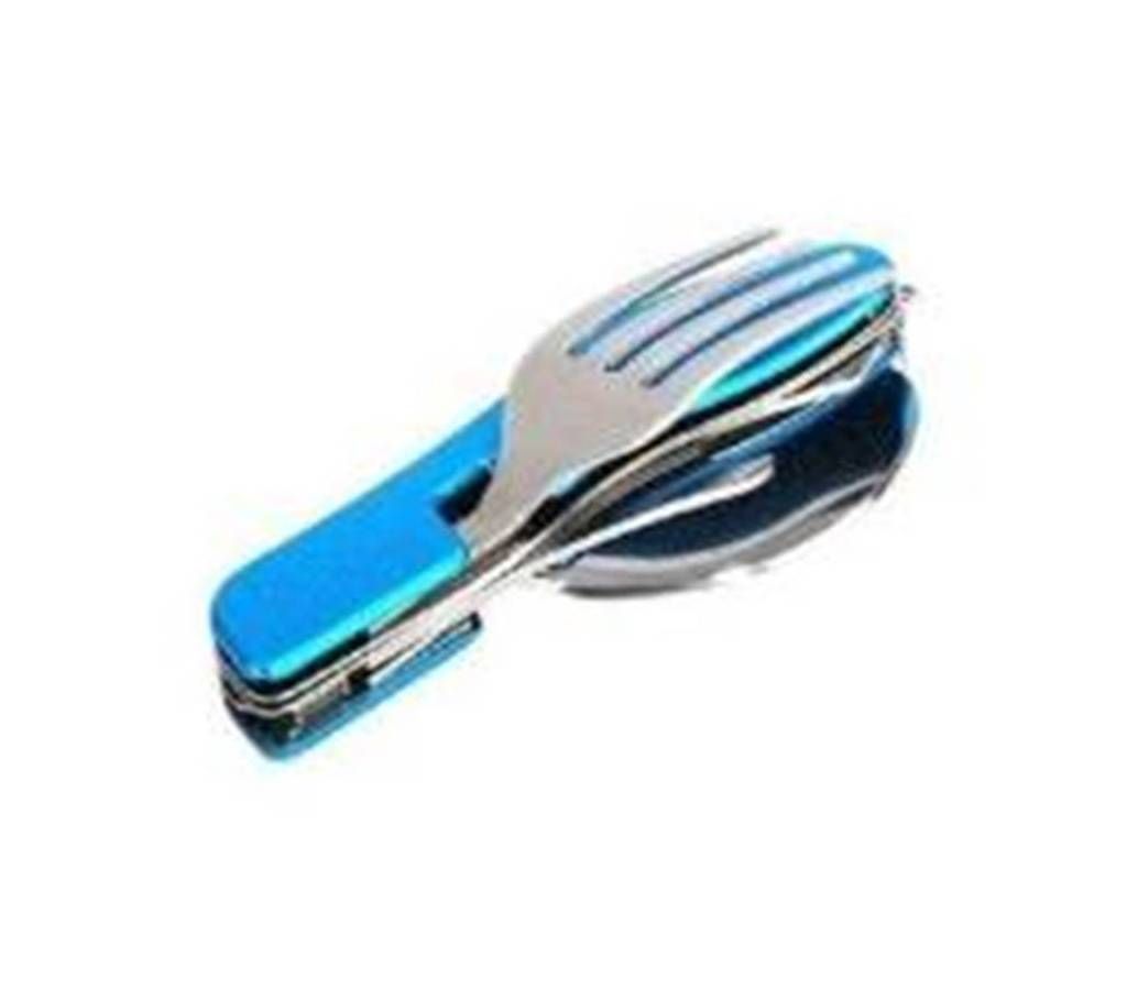 Multi Tool Fork & Spoon - Blue & Silver