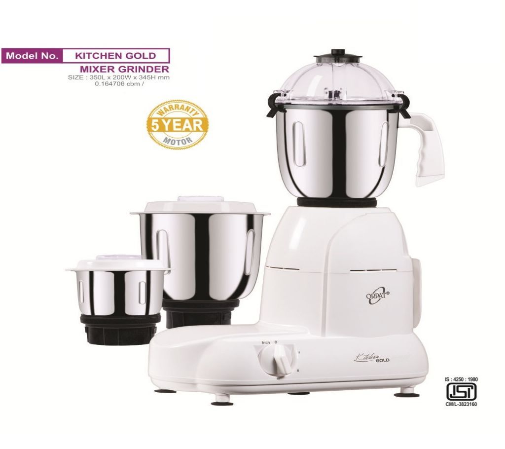 Orpat Kitchen Gold 900-Watt Mixer Grinder (White)