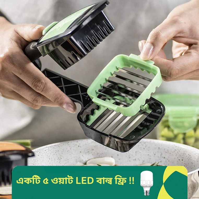 Stailness Steel New 5 in 1 Multifunction Vegetable Cutter Manual Vegetable Quick Dicer Fruit Chopper Slicer Non-Skid Base Slicer and Chopper