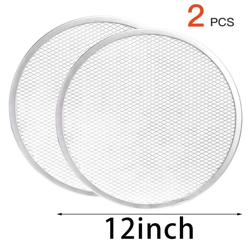 Pizza Pan for Oven, 12 Inch Seamless-Rim Aluminum Pizza Screen (2PCS)