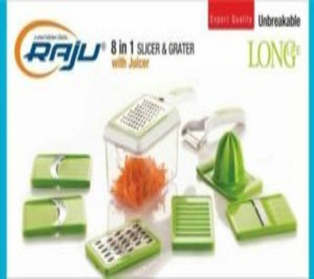 Adjustable fruit & vegetables slicer,grater, piller with juicer 8 in 1
