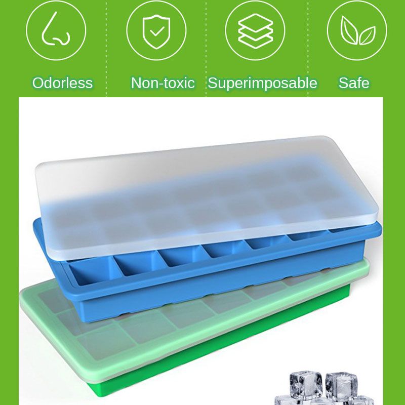 21 Lattice Anti-aliasing Silica Gel ice Mold Belt PP Cover 33mm Large Ice Block Mold Silica Gel Auxiliary Food Box 21 Lattice Large Capacity  Food Grade Material