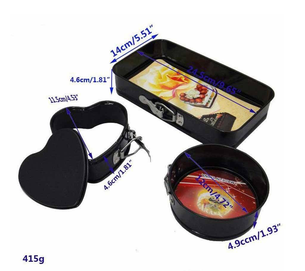 3 Pcs Multi Shape Mini Cake Molded Pan Set 