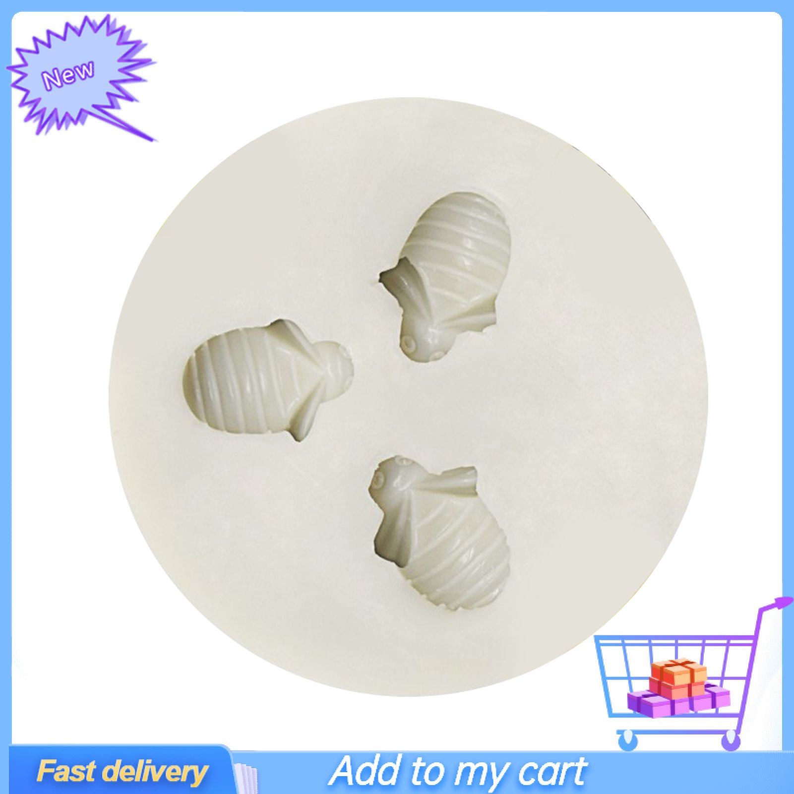 3 Cavities Cake Mold Non Stick Food Grade Silicone Cute 3D Bumble Bee Cake Topper Mold for Baking