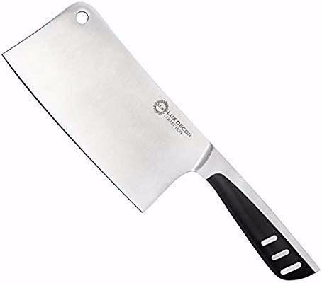 7Inch Stainless Steel Bone Chopping Knife Cleaver Butcher Knife with Pakkawood Handle Multipurpose Use for Home Kitchen