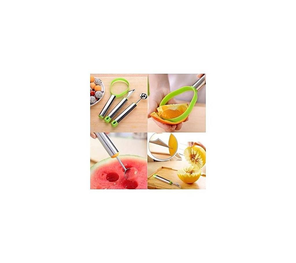 Fruit Cutter Set 3pcs - Silver