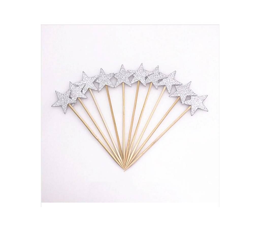 10Pcs Glitter Star for Cupcake Topper 