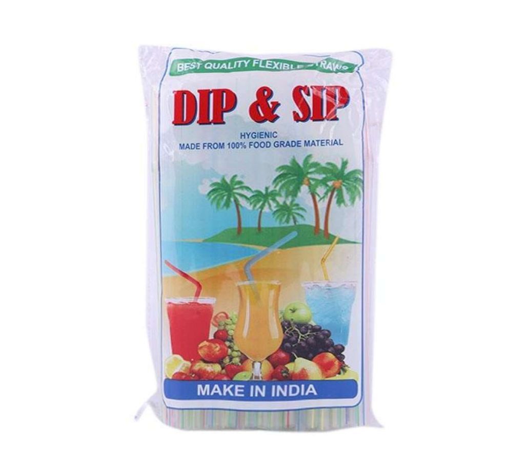 Dip and Sip Plastic Straws - 100pcs (Multicolor)