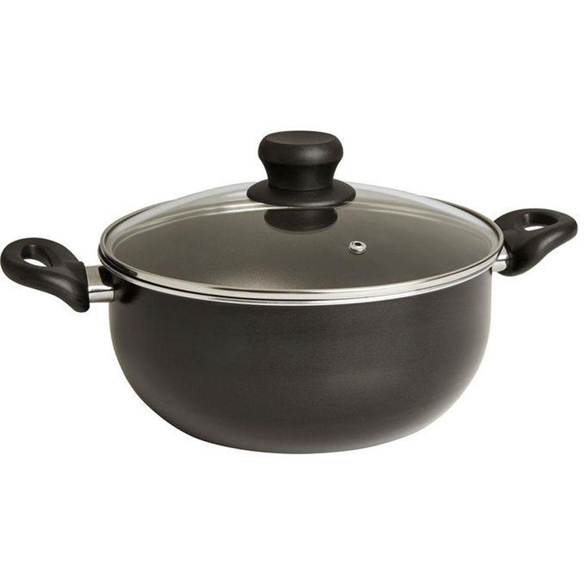 Kiam Non-Stick Classic Casserole With Glass Lid 30cm - Black