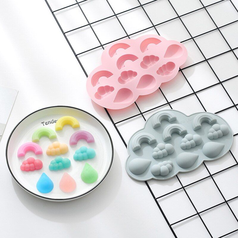Rainbow Cloud Raindrops DIY Cake Mould Baking Bread Fondant Silicone Mould Candy Pudding Ice Mould Birthday Cake Decoration