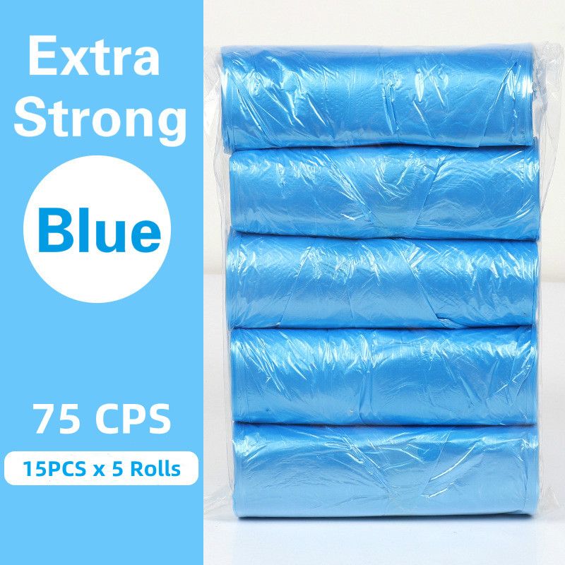 Panda Online 75PCS(5 Rolls) Extra Strong Garbage Plastic Bags Trash Bag Rubbish Bag for Bedroom Kitchen Office