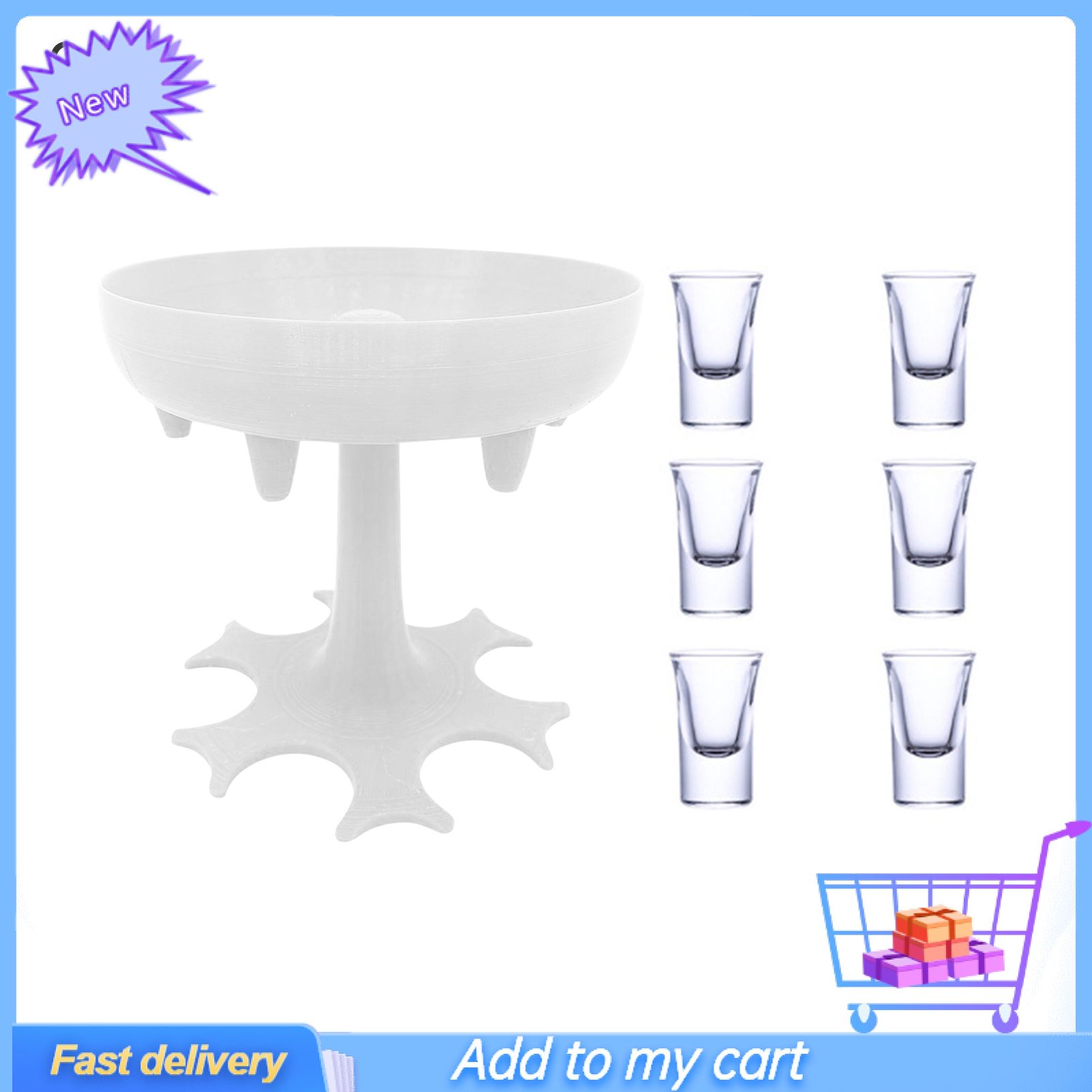 6 Shot Glass Dispenser Revolving Filling Liquid Drinking Party Decanter Holder