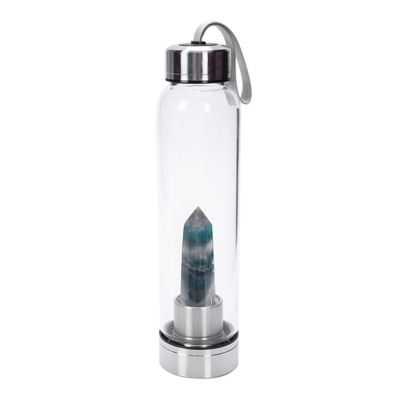 Creative Crystal Column Energy Water Cup Natural Crystal Water Cup Drink Bottle Crystal Glass Water Healing Bottle-Color Purple Crystal+Water Cup