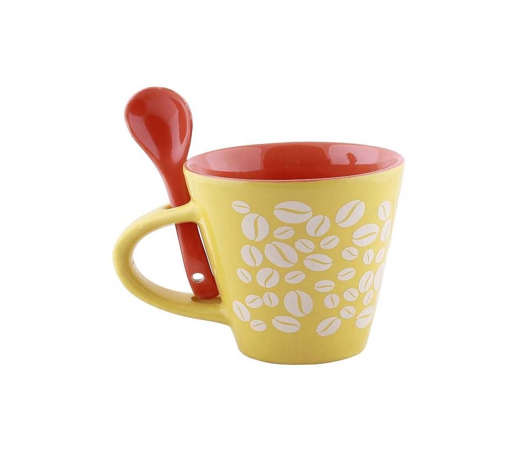 Ceramic Coffee/Tea Mug with Spoon in Handle