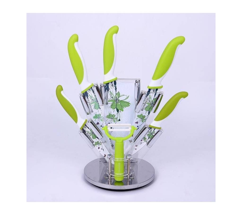 Premium 6 Piece Professional Stainless Steel Knife Set, (Green).