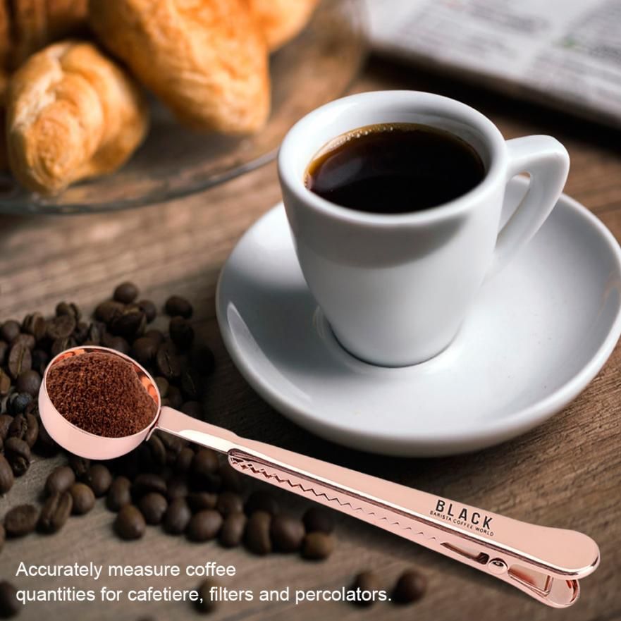 1Pcs Multifunction Kitc Supplies Coffee Scoop With Clip Stainless Steel ea Measu Cup S