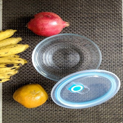 Single Piece Oven Proof Glass Preservation Bowl 650ml Glass Salad Bowl Fresh Bowl Kitchen Food Container With Plastic Lid