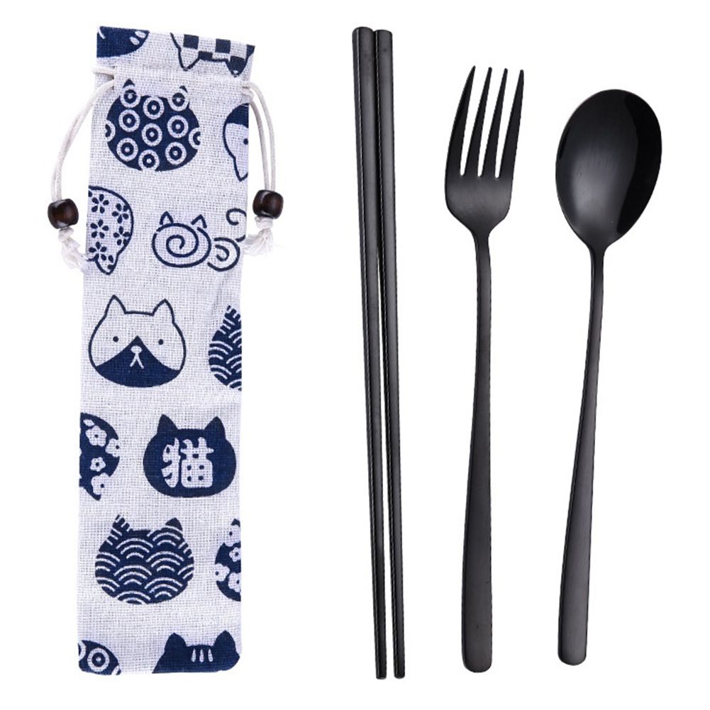 3/5Pcs Portable Recyclable Tableware Kit Chopsticks Spoon Straws Fork Cutlery