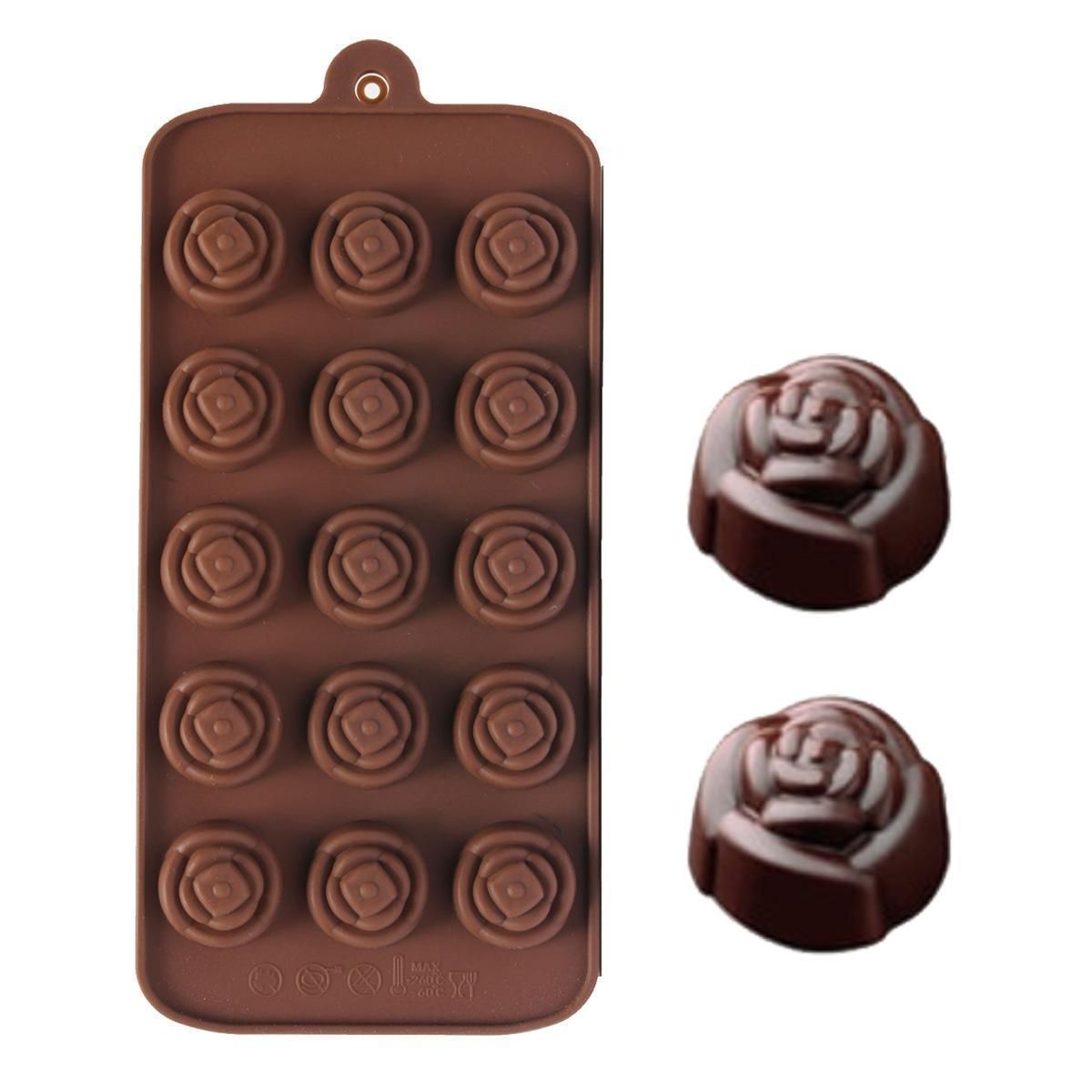 15Cavity Rose Flower Mold Silicone Cake Chocolate Cookie Baking Tray Candy Mould
