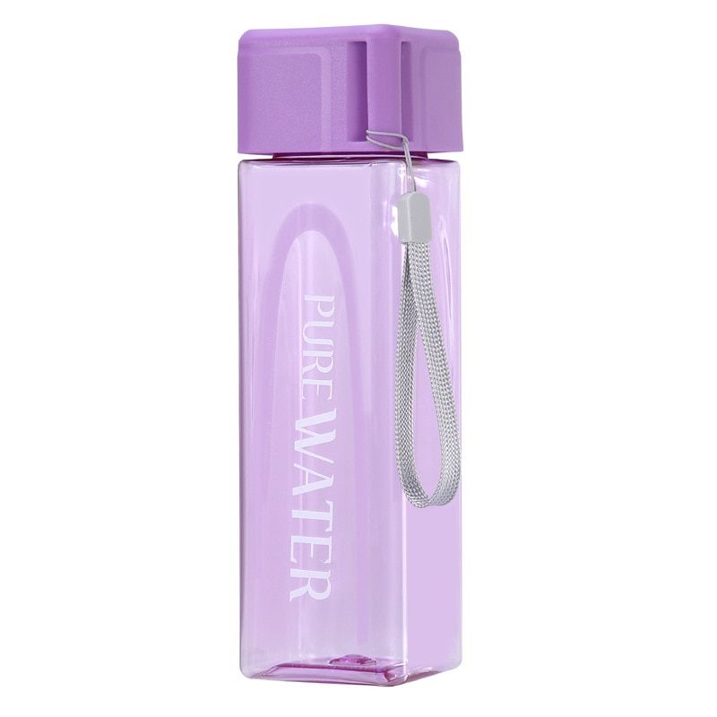 Cute New Square Tea Milk Fruit Water Cup 480ml for Water Bottles drink with Rope Transparent Sport Korean style Heat resistant