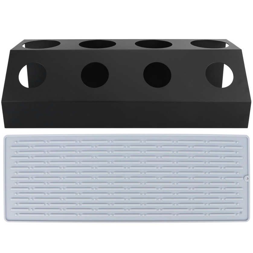 Water Bottle Drainer Soda Drying Rack 4 Holes Bottles with Draining Pad for Kitchens Restaurant