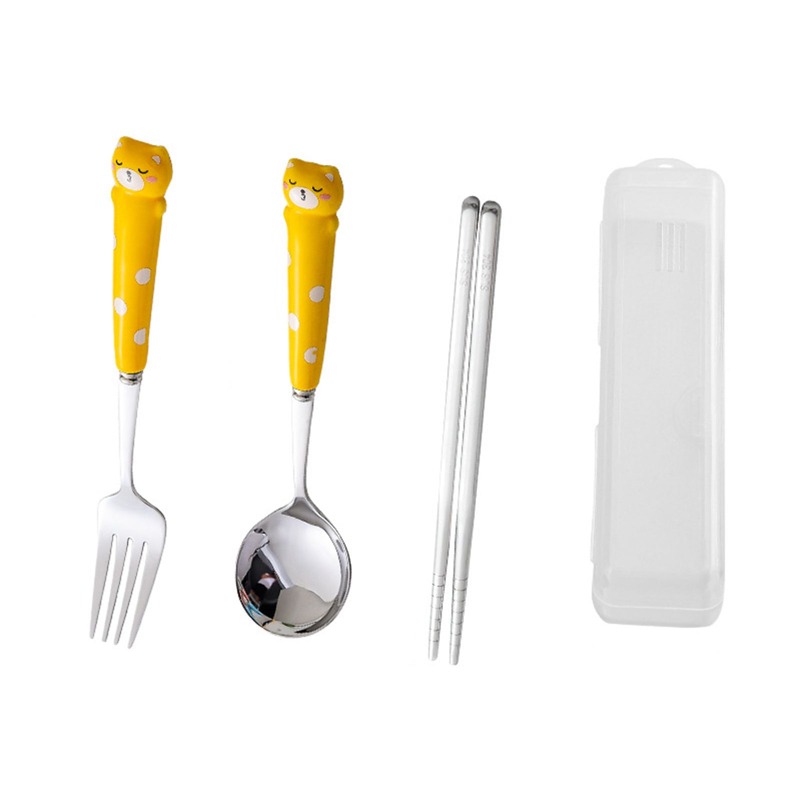 Baby Utensils Corrosion-resistant No Groove Design Toddler Cutlery with Fork Spoon Chopsticks