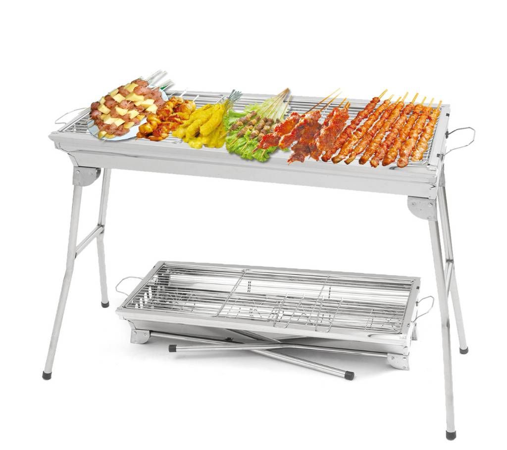 PORTABLE FOLDING CHARCOAL BBQ GRILL STAINLESS STEEL PICNIC BARBECUE STOVE