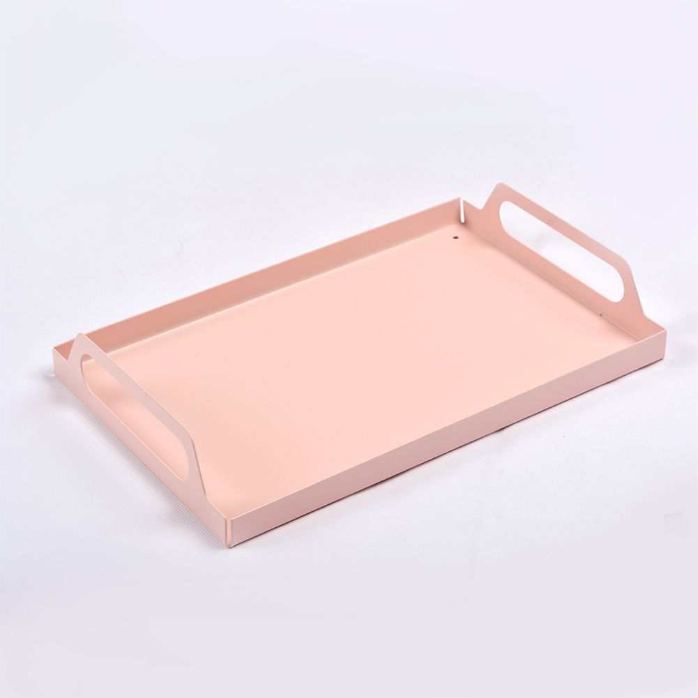 Yfashion Nordic Macaron Color Rectangular rays Iron Food Fruit Plate Desktop Makeup Organizer