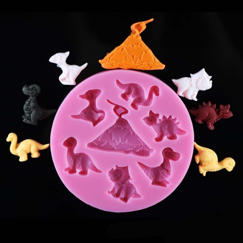 Cake Tools Cute Dinosaur Silicone Mold Family Decorating Cupcake Decorating Gumpaste Fondant Tool Mould H795