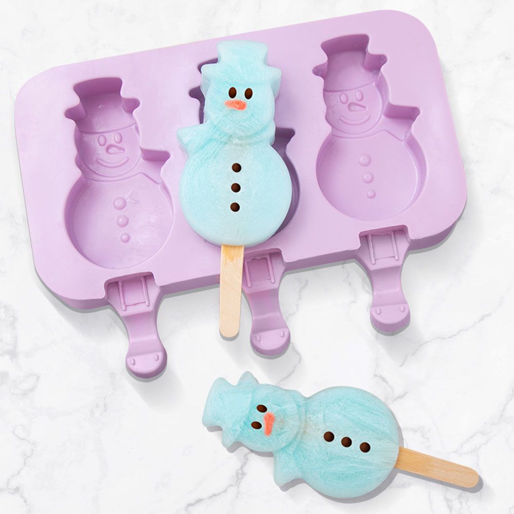 Cute Purple Silicone Popsicle Mold With Lid Handmade DIY Ice Cream Mold