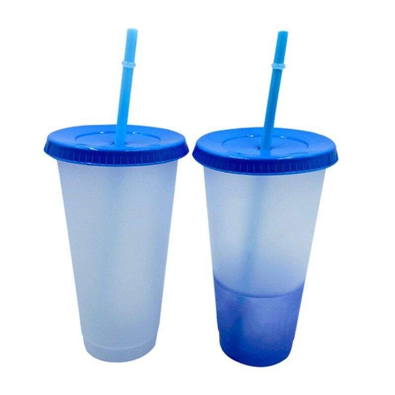 473/700ml Color Changing Cold Cups Reu Plastic Tumbler With Lid And Straw Cold Cup Straw Cup Drinkware Kitchen Gadgets