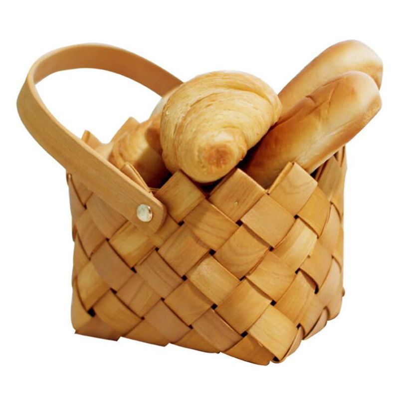 Weaving Storage Basket Houseware Storage Vegetable Fruit Basket Picnic Food Box with Handle Woven Basket Box Exquisite Product
