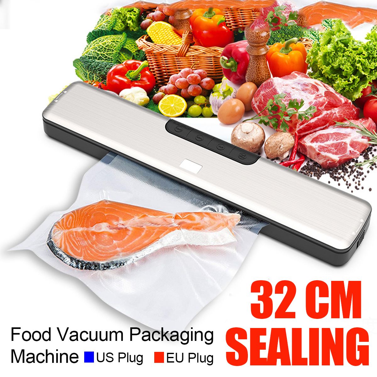 140W Food Vacuum Packaging Machine Food Vacuum Sealer Saver Machine Home Sealing System Meal Fresh Saver Packing