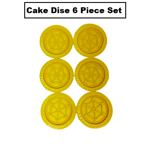 Cake Dise Round 6 Piece Set Black Orange Yellow