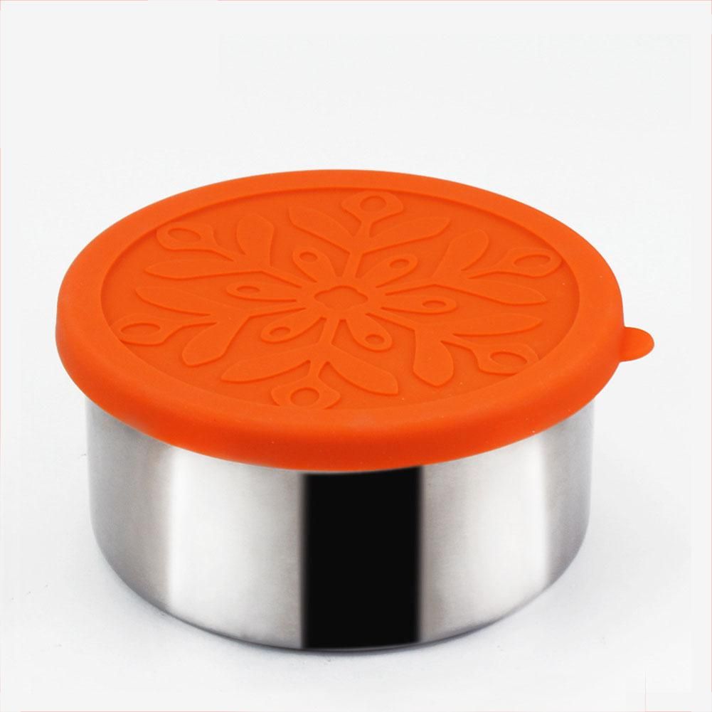 Round 304 Stainless Steel Thermal Insulation Lunch Box with Silicone Cover Leak-Proof Food Container Bento Box