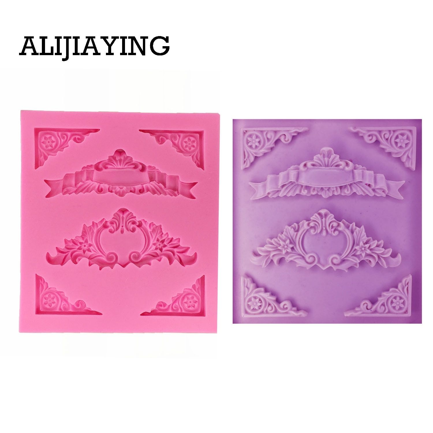 M1242 1Pcs Border silicone mould fondant molds Bow lace cake decorating tools chocolate gumpaste mold