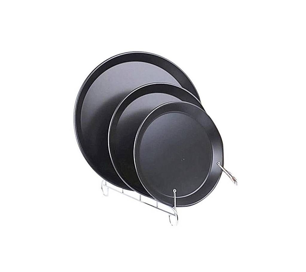 3 Pcs Pizza Pan Set - Black