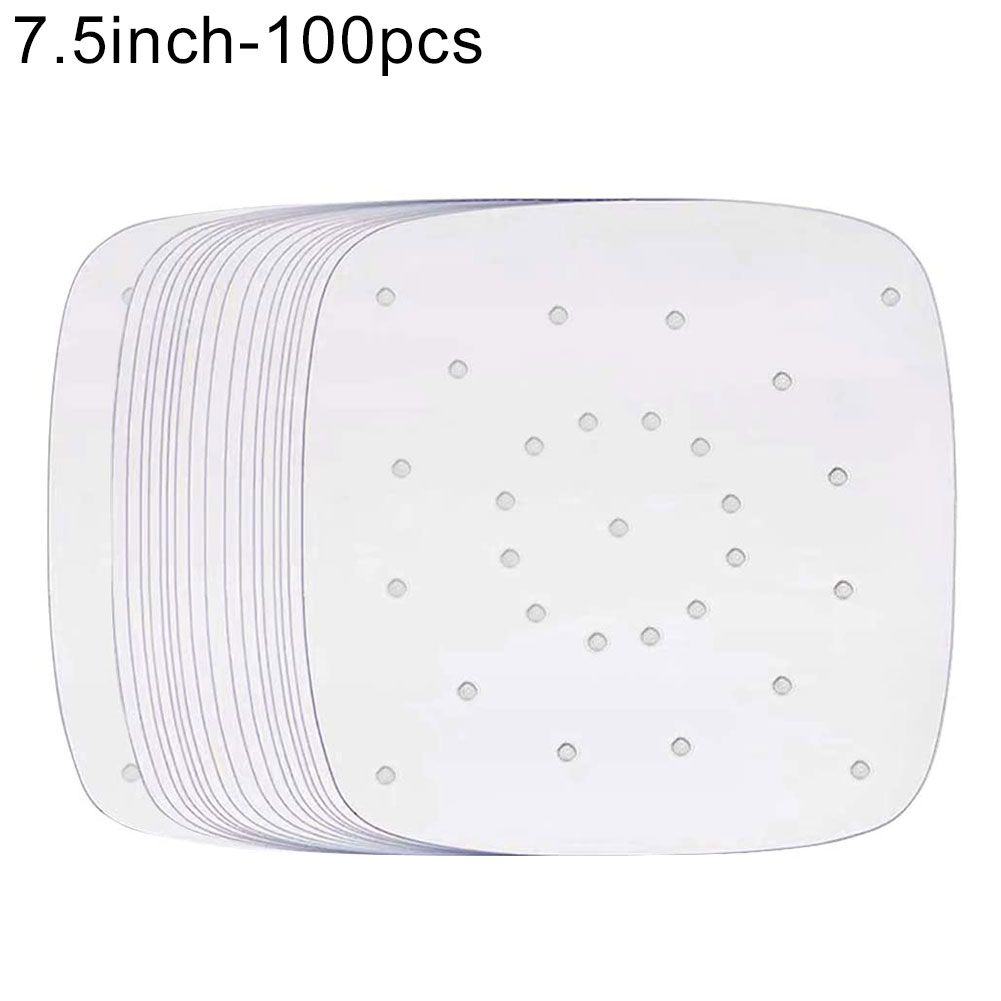 100Pcs Perforated Square Non-stick Air Frying Pan Pad Barbecue Paper Steam Mat