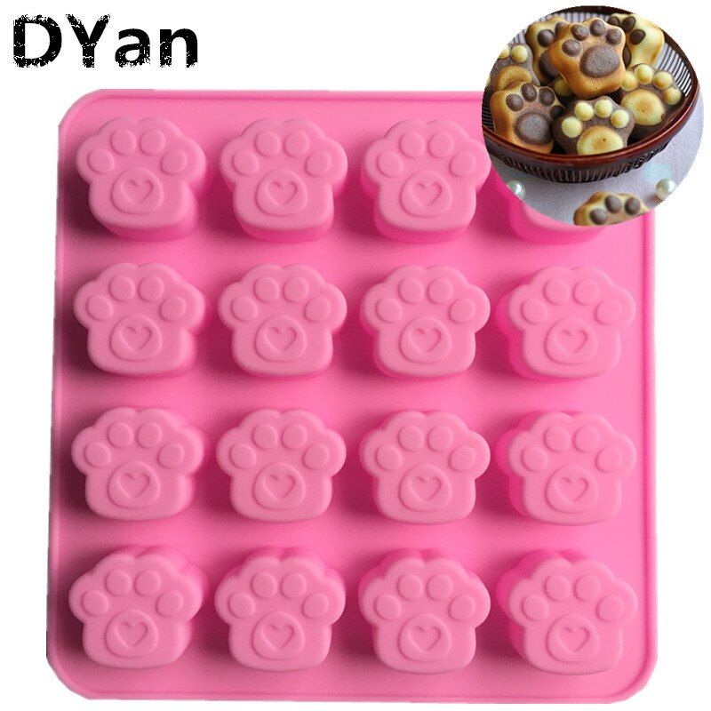 16 Hole Cat Claw Paws Cake Mold Silicone Fondant Chocolate Pudding Jelly Candy DIY Production Mould Cake Decoration A1039