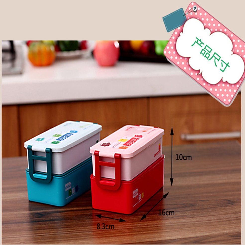 HA Kawaii Cartoon Plastic Lunch Box Eco-Friendly Food Container Lunchbox-red