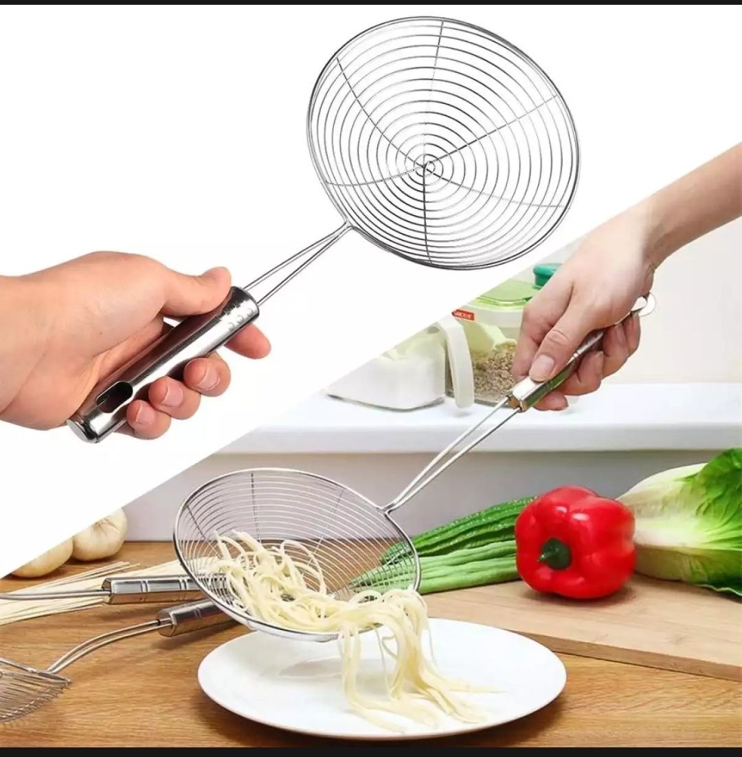 Durablel Stainless Steel Kitchen Flour Handheld Screen Mesh Strainer Flour Sieve Oil Strainer colander