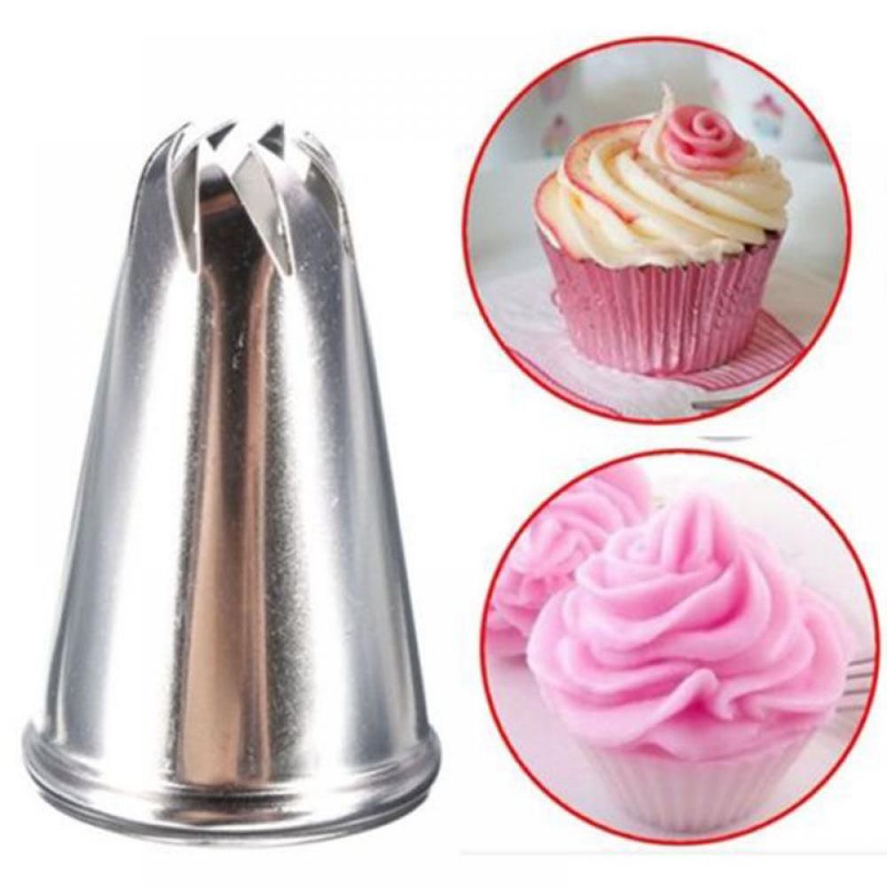 Cake Decorating Piping Icing Nozzles Tips Eight Teeth Drop Rose Flower Icing Nozzle Tool Tips Kits Supplies, Stainless Steel DIY Icing Tip Set Nozzle Tool