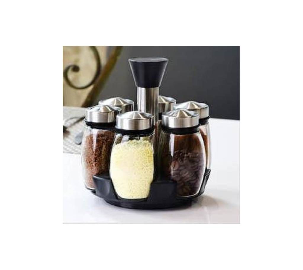 6 Pcs Jars and 1 Piece Rack Kitchen Spice Set