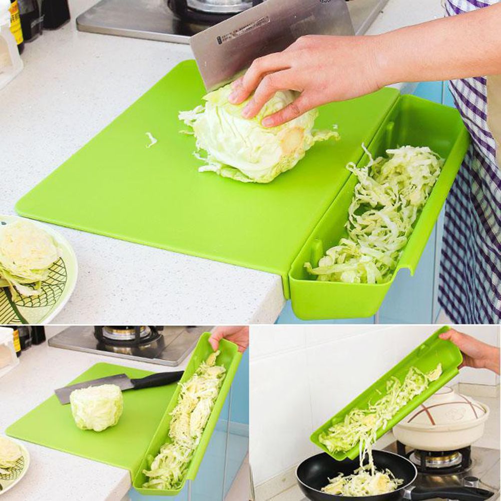 Non-slip Fruit Vegetables Cutting Chopping Board Kitchen Tool with Storage Box