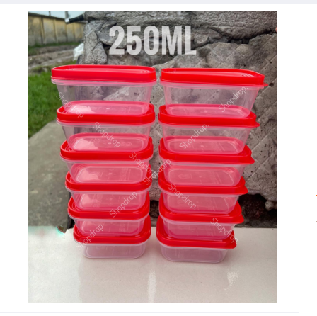 12Pis Plastic Box MultiColour-250ml